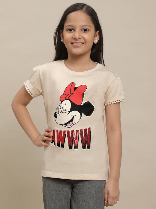 Mickey & Friends Brown Tshirt For Girls