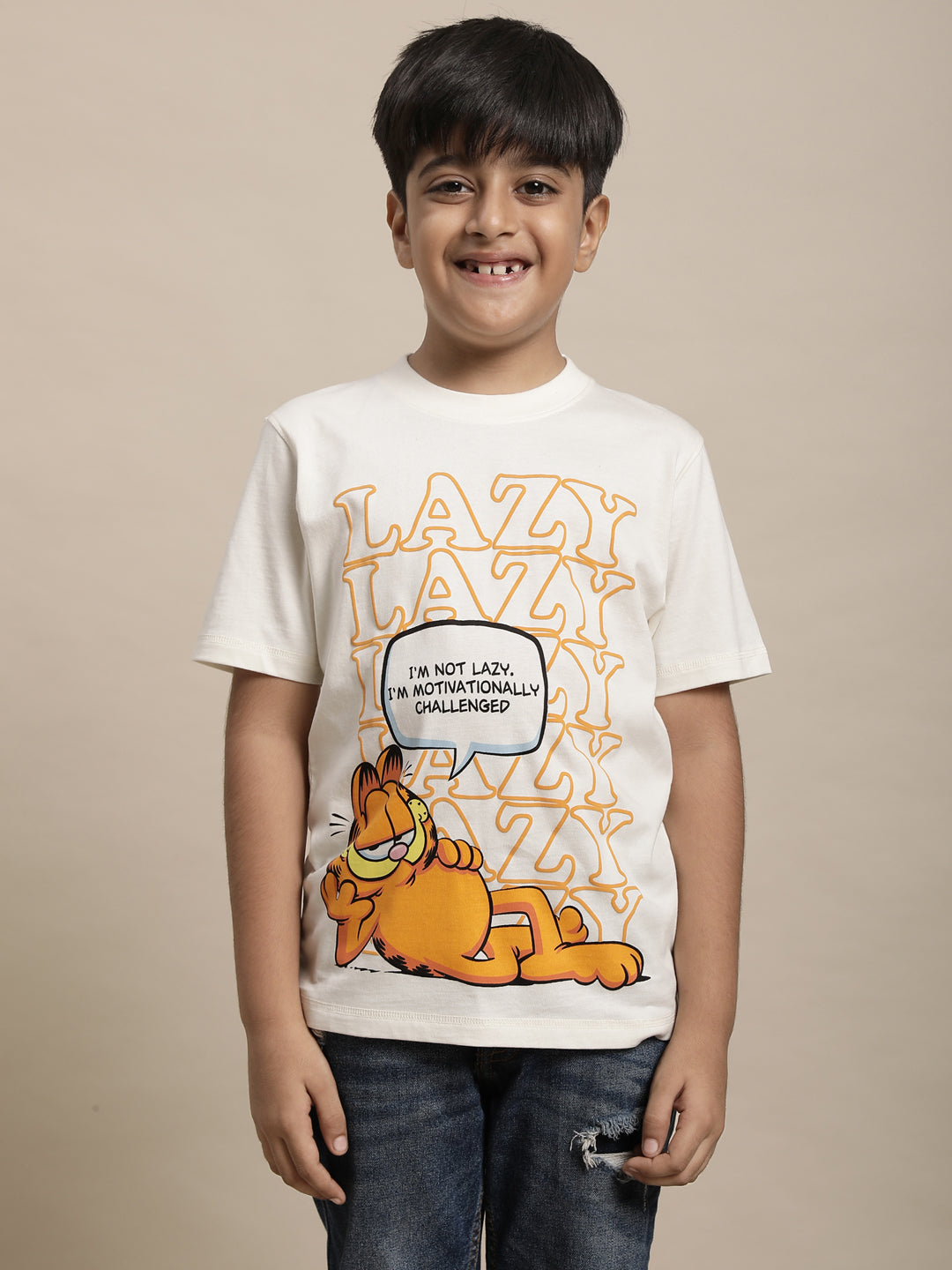 Garfield Off-White Tshirt For Boys