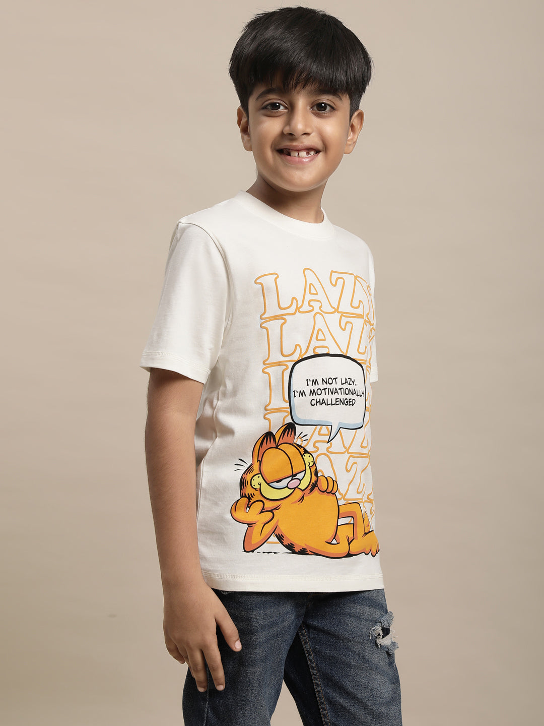 Garfield Off-White Tshirt For Boys