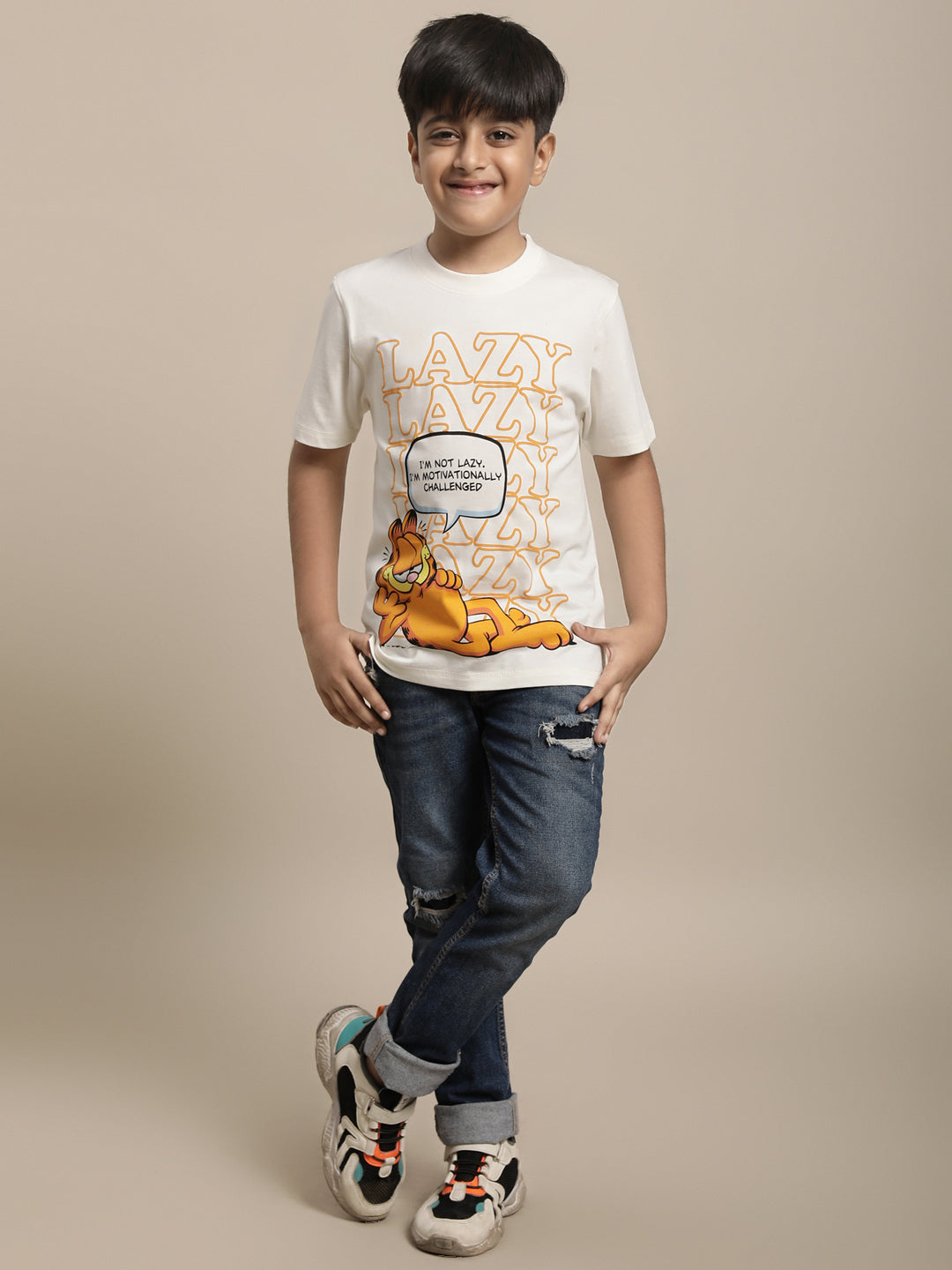 Garfield Off-White Tshirt For Boys