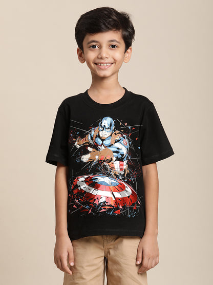 Captain America Black Tshirt For Boys