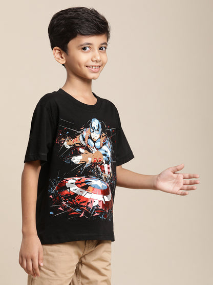 Captain America Black Tshirt For Boys