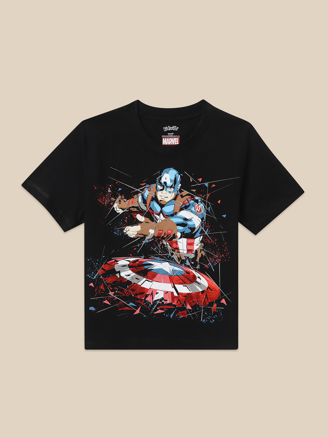 Captain America Black Tshirt For Boys