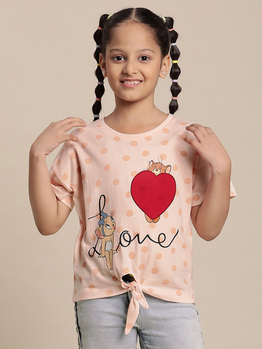 Tom & Jerry Pink Tshirt For Girls