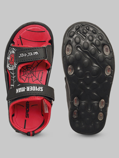 Kids Boys Spiderman Black/Red Sandals