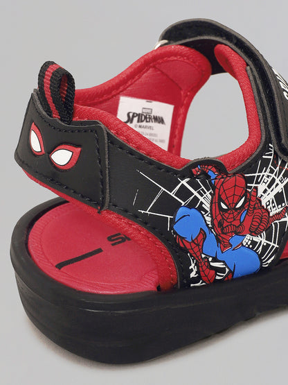 Kids Boys Spiderman Black/Red Sandals