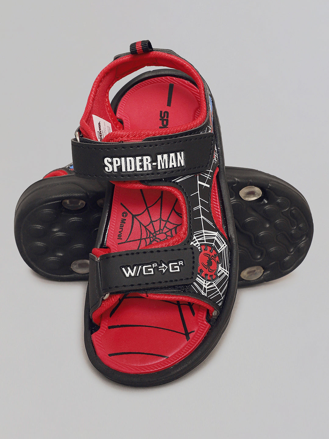 Kids Boys Spiderman Black/Red Sandals