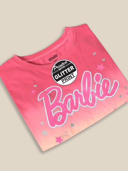 Barbie Pink Boxy Fit Tshirt For Girls