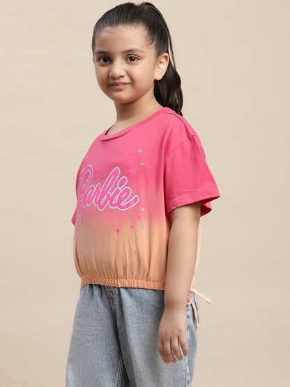 Barbie Pink Boxy Fit Tshirt For Girls