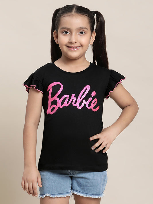 Barbie Black Tshirt For Girls