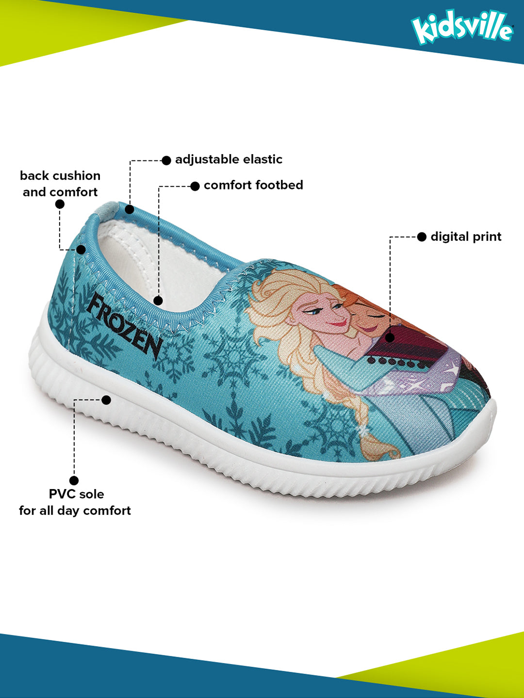 Frozen Sky Blue Shoes For Kids Girls