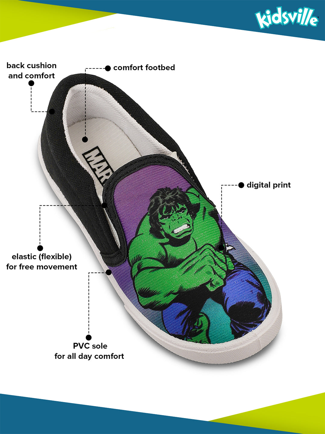 Hulk Black Shoes For Kids Boys