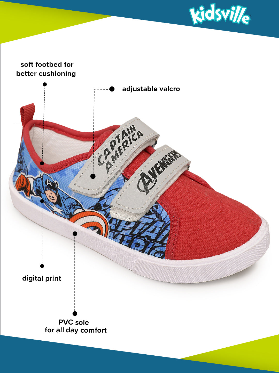 Captain America Red Shoes For Kids Boys