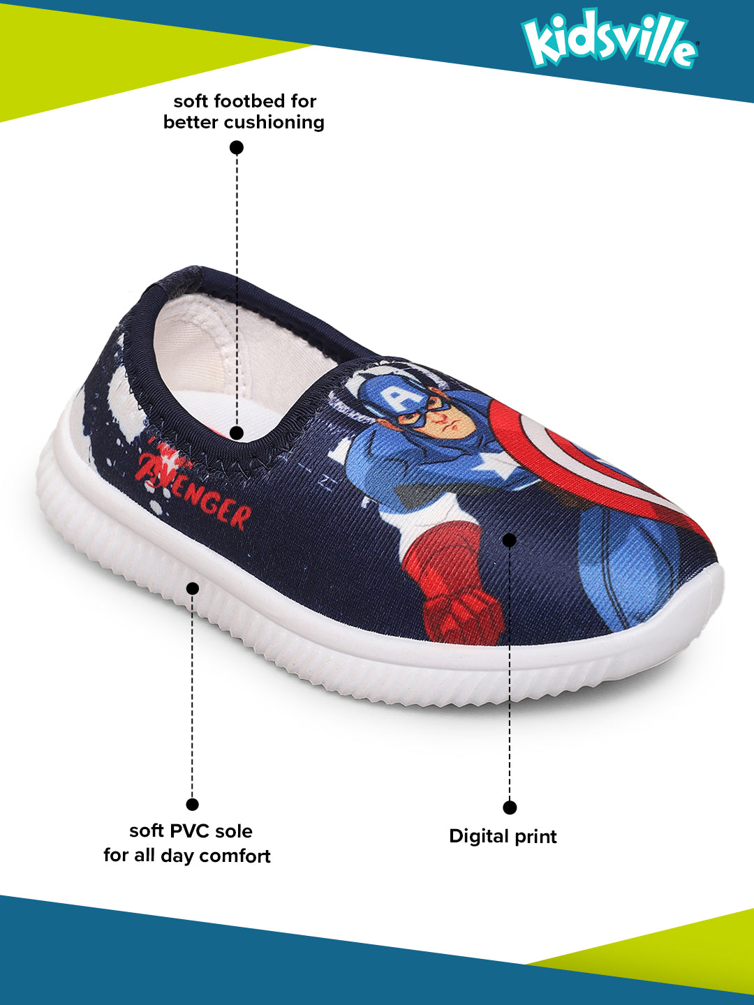 Captain America Royal Blue Shoes For Kids Boys