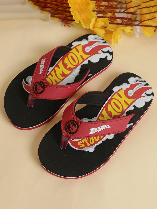 Hot Wheels Black Flip-Flops For Kids Boys