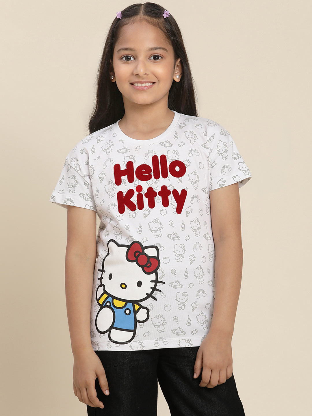 Hello Kitty Regular Fit Tshirt For Girls