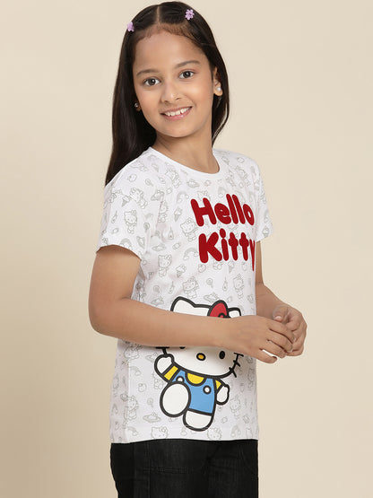 Hello Kitty Regular Fit Tshirt For Girls