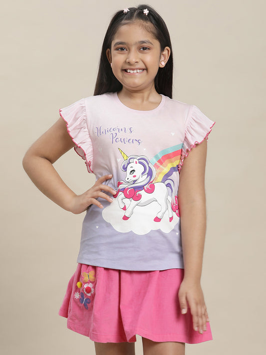 Unicorns Regular Fit Tshirt For Girls