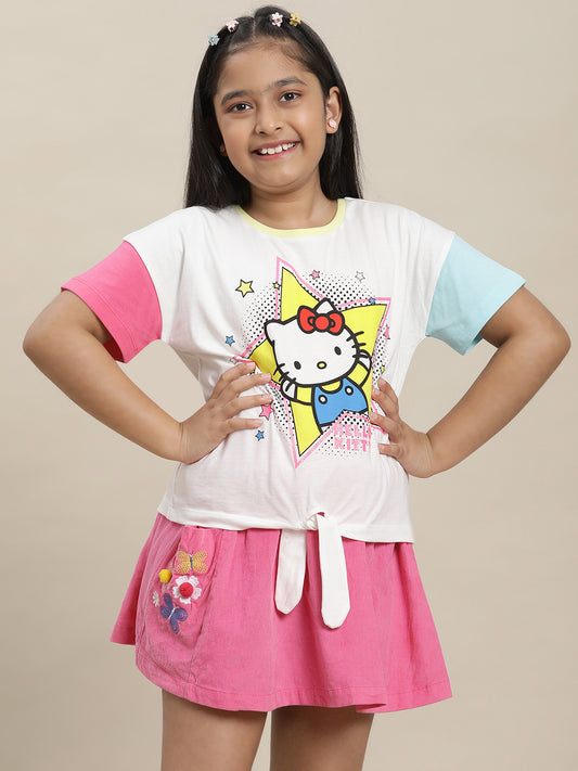 Hello Kitty Regular Fit Tshirt For Girls