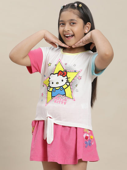 Hello Kitty Regular Fit Tshirt For Girls