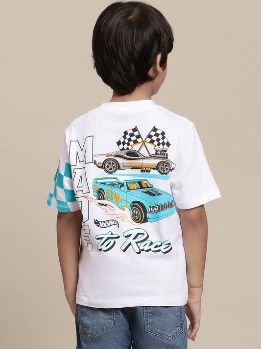 Hot Wheels White Tshirt For Boys