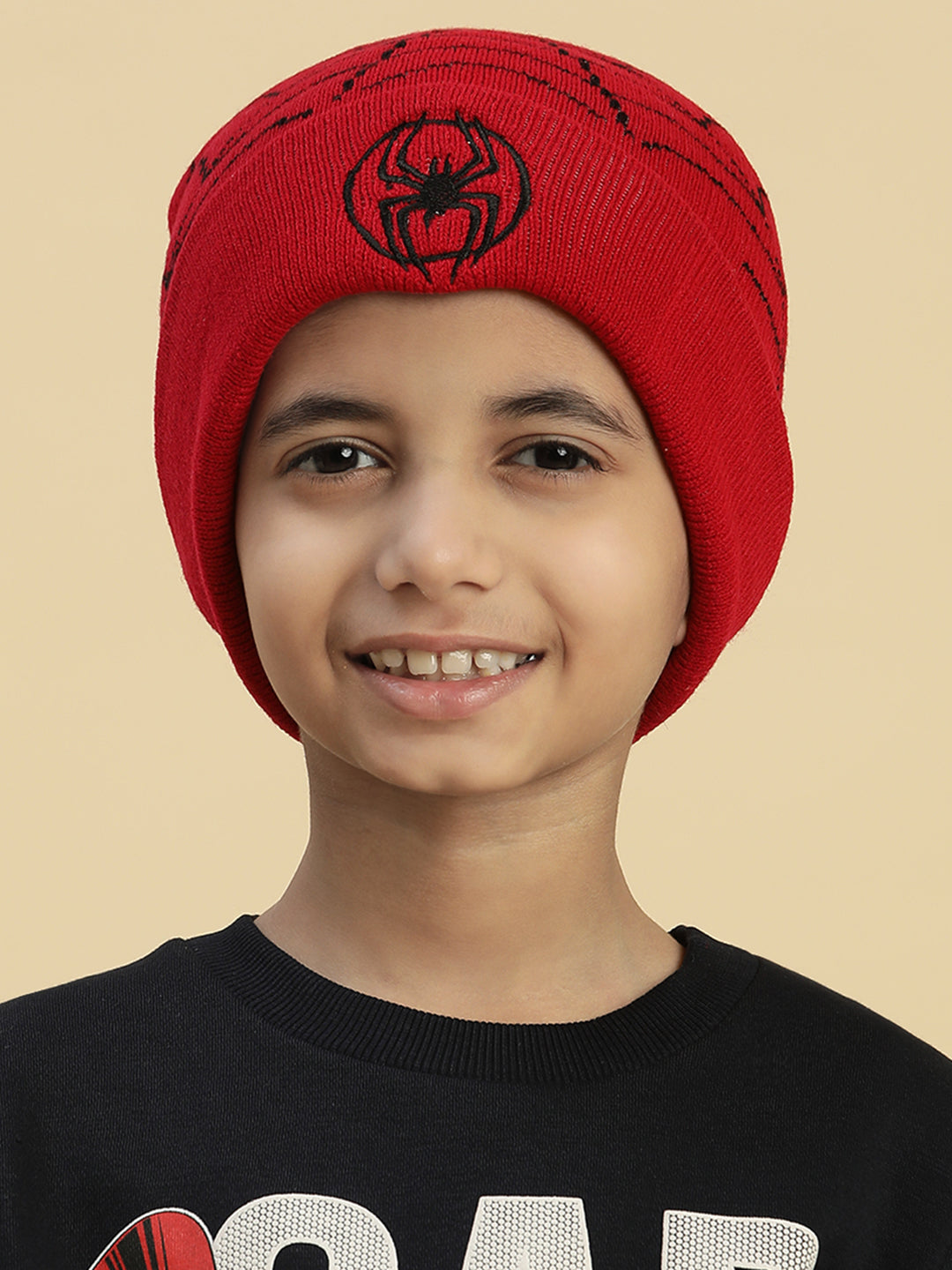 Kids Boys Spiderman Bright Red Beanies