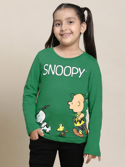 Peanuts Green Tshirt For Girls