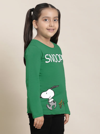 Peanuts Green Tshirt For Girls