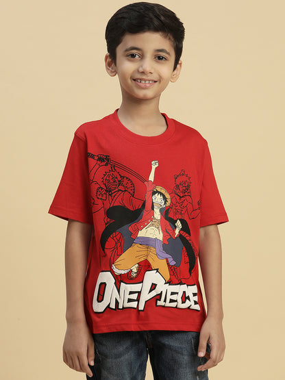 One Piece Red Tshirt For Boys