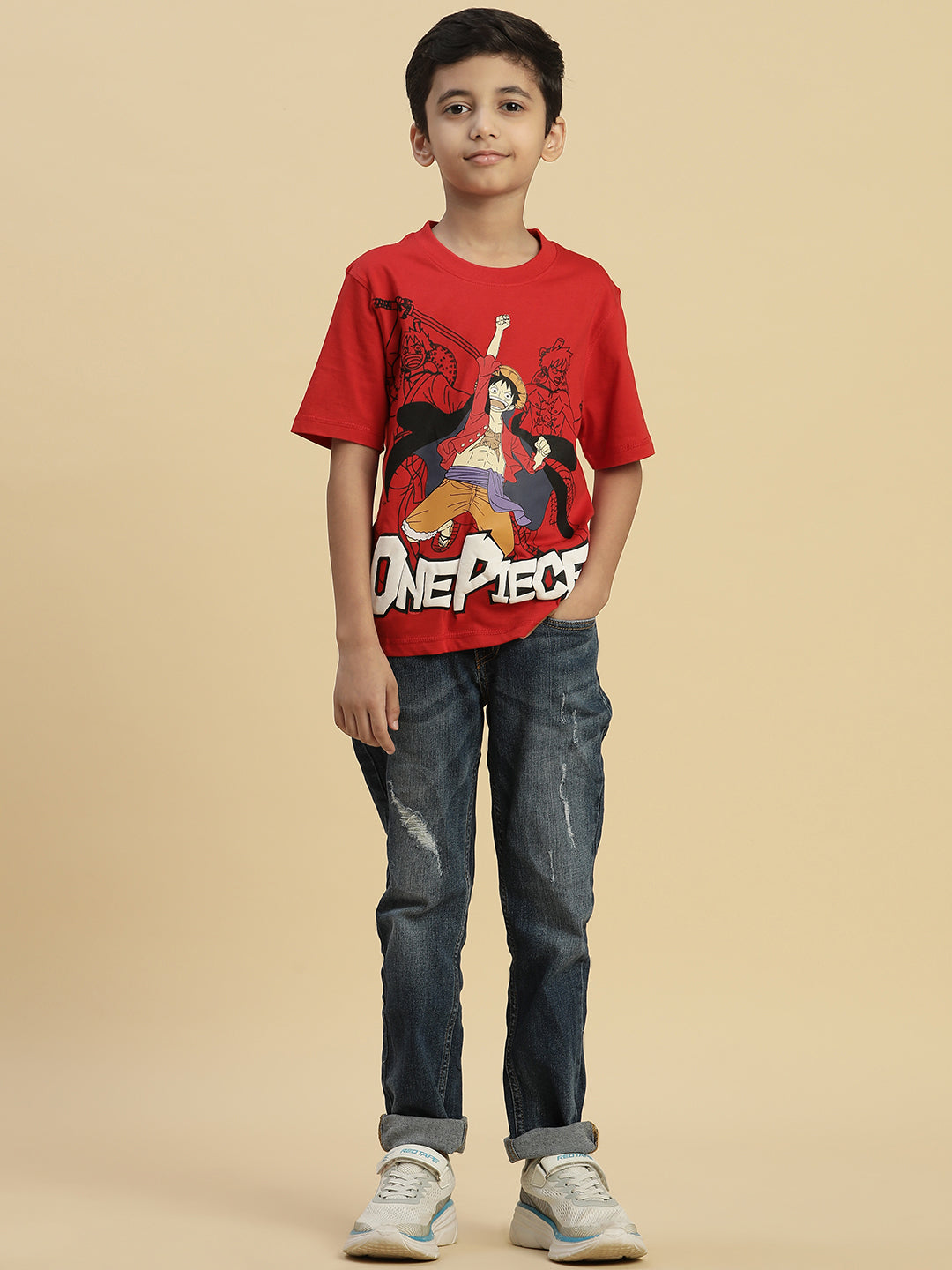 One Piece Red Tshirt For Boys