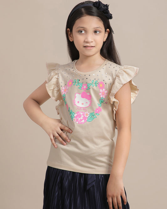 Hello Kitty Regular Fit Tshirt For Girls