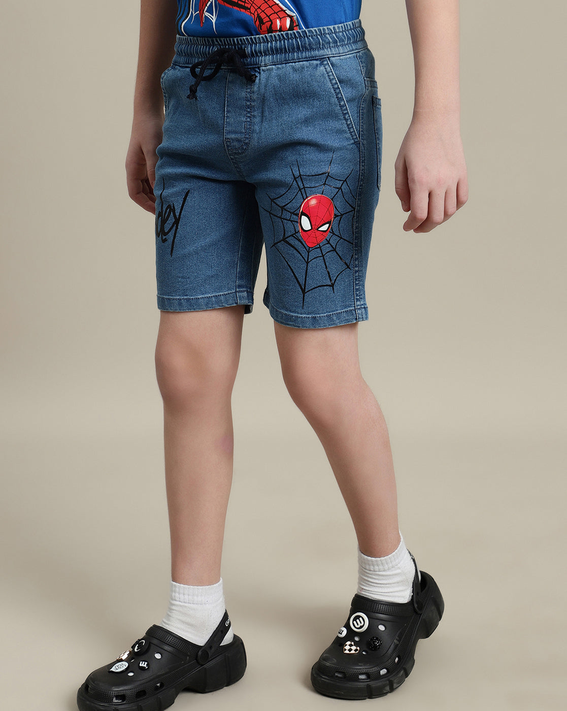 Spiderman Denim Shorts For Boys