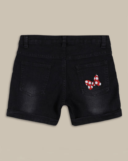 Mickey & Friends Denim Regular Fit Shorts For Girls