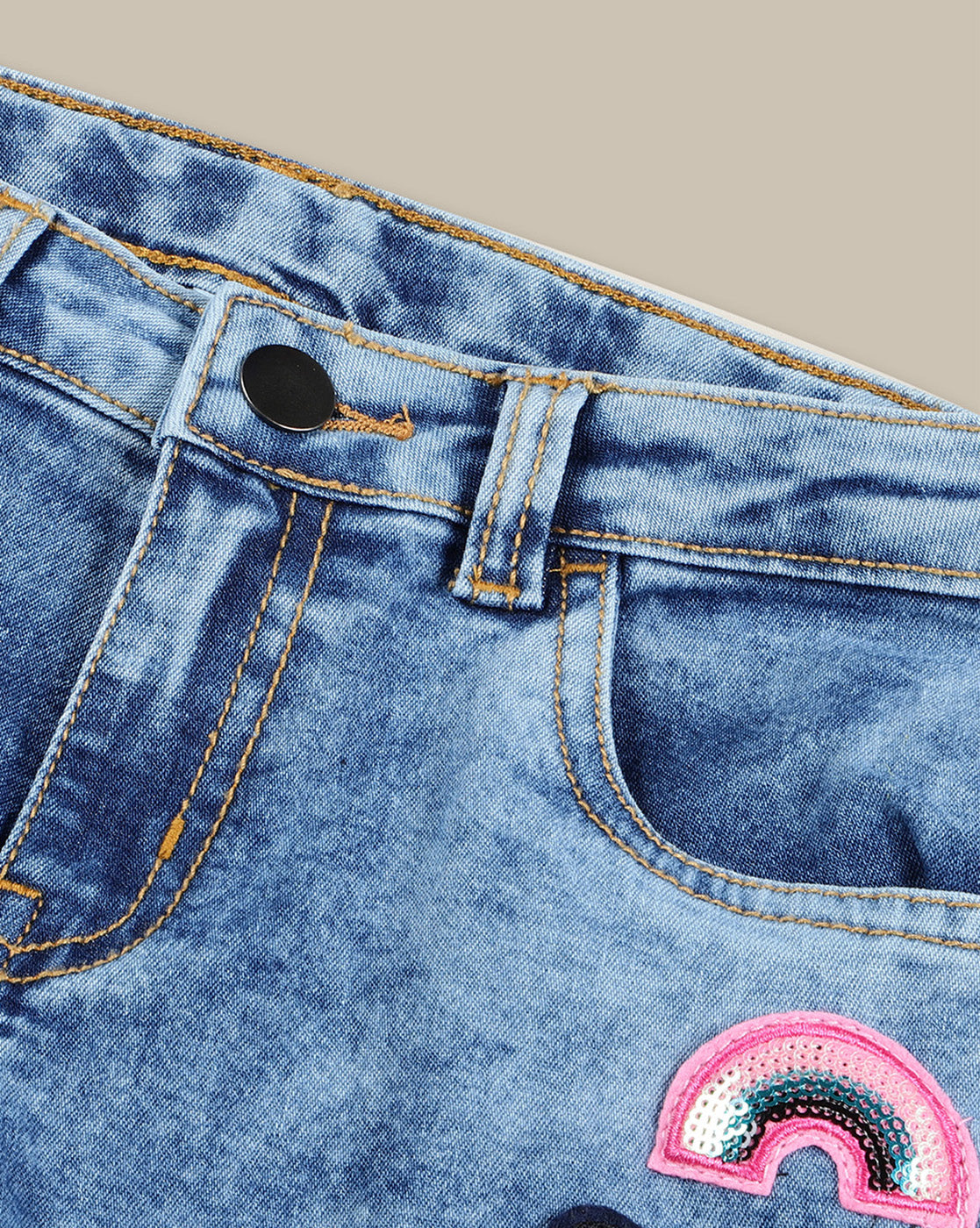 Barbie Denim Regular Fit Shorts For Girls