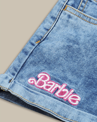 Barbie Denim Regular Fit Shorts For Girls