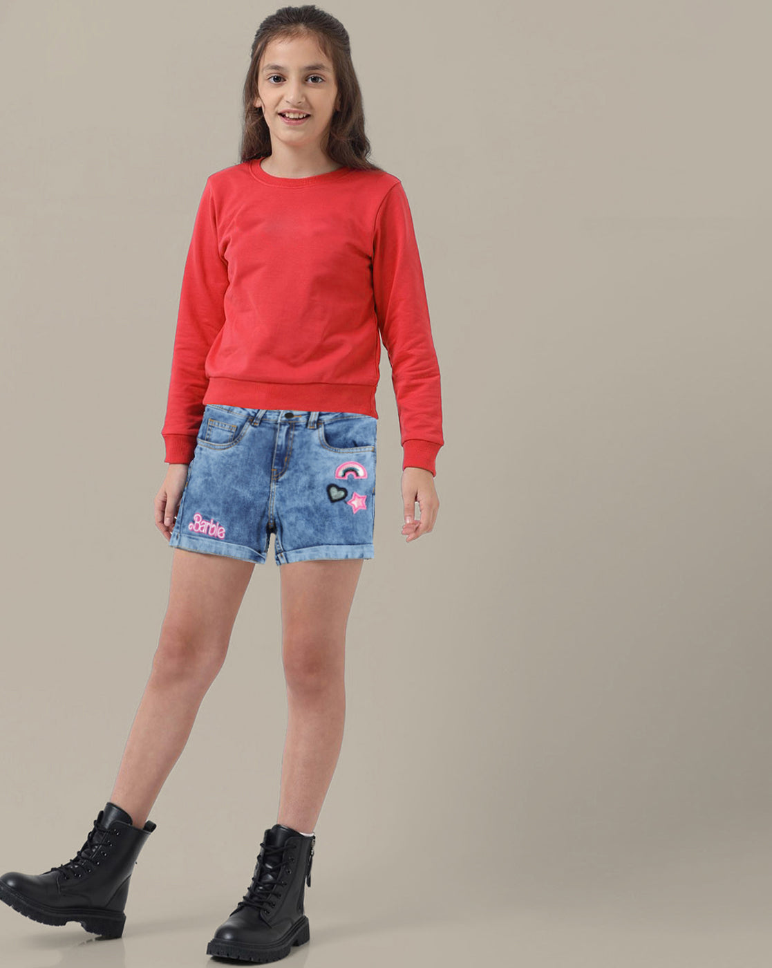 Barbie Denim Regular Fit Shorts For Girls