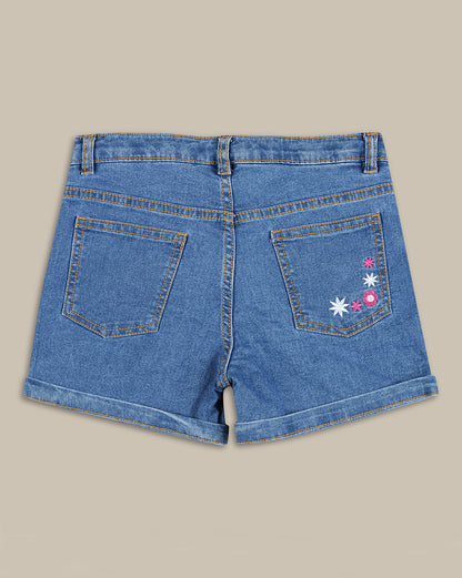 Peanuts Denim Regular Fit Shorts For Girls