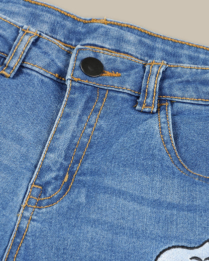 Peanuts Denim Regular Fit Shorts For Girls