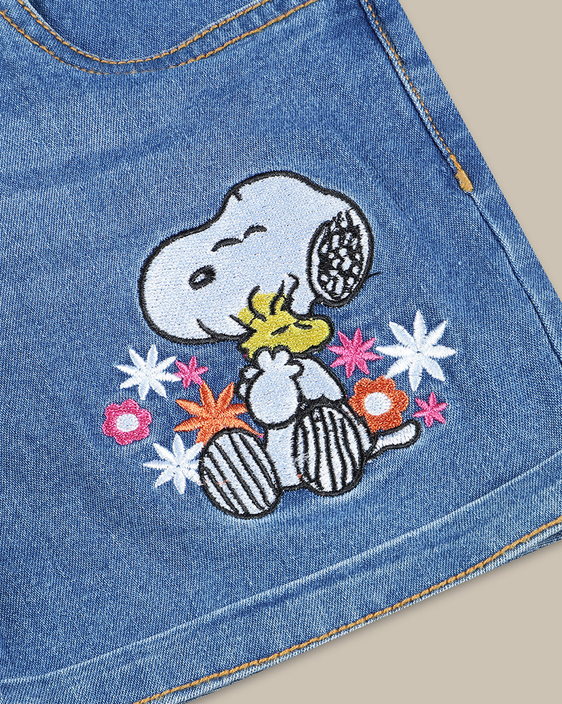 Peanuts Denim Regular Fit Shorts For Girls