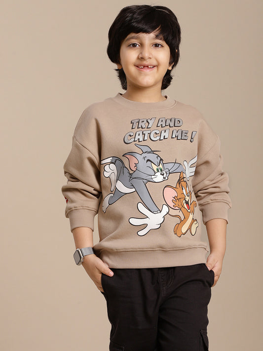 Tom & Jerry Printed Oversize Fit Sweatshirt For Boys