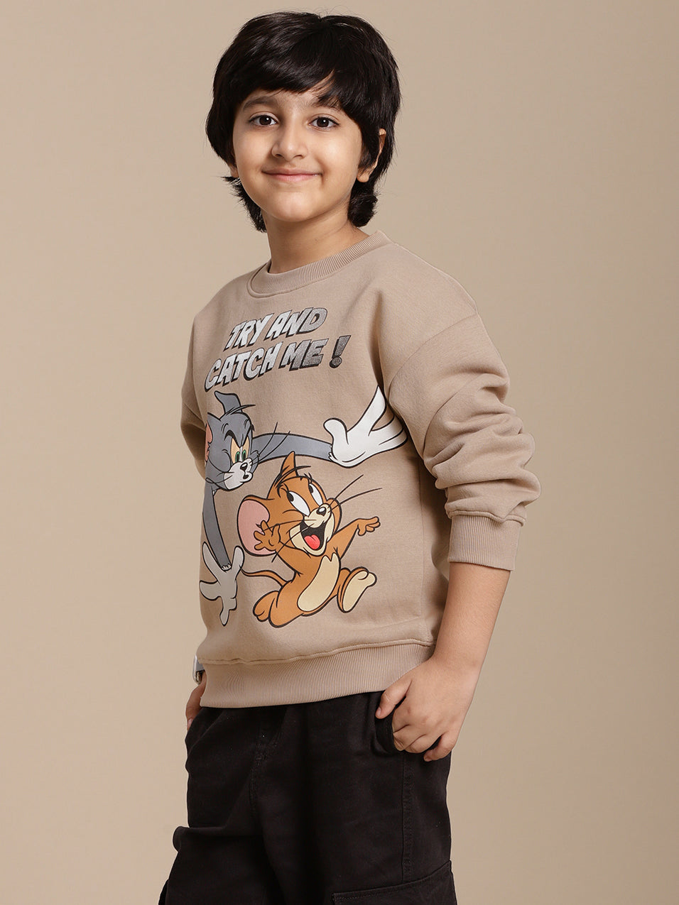 Tom & Jerry Printed Oversize Fit Sweatshirt For Boys