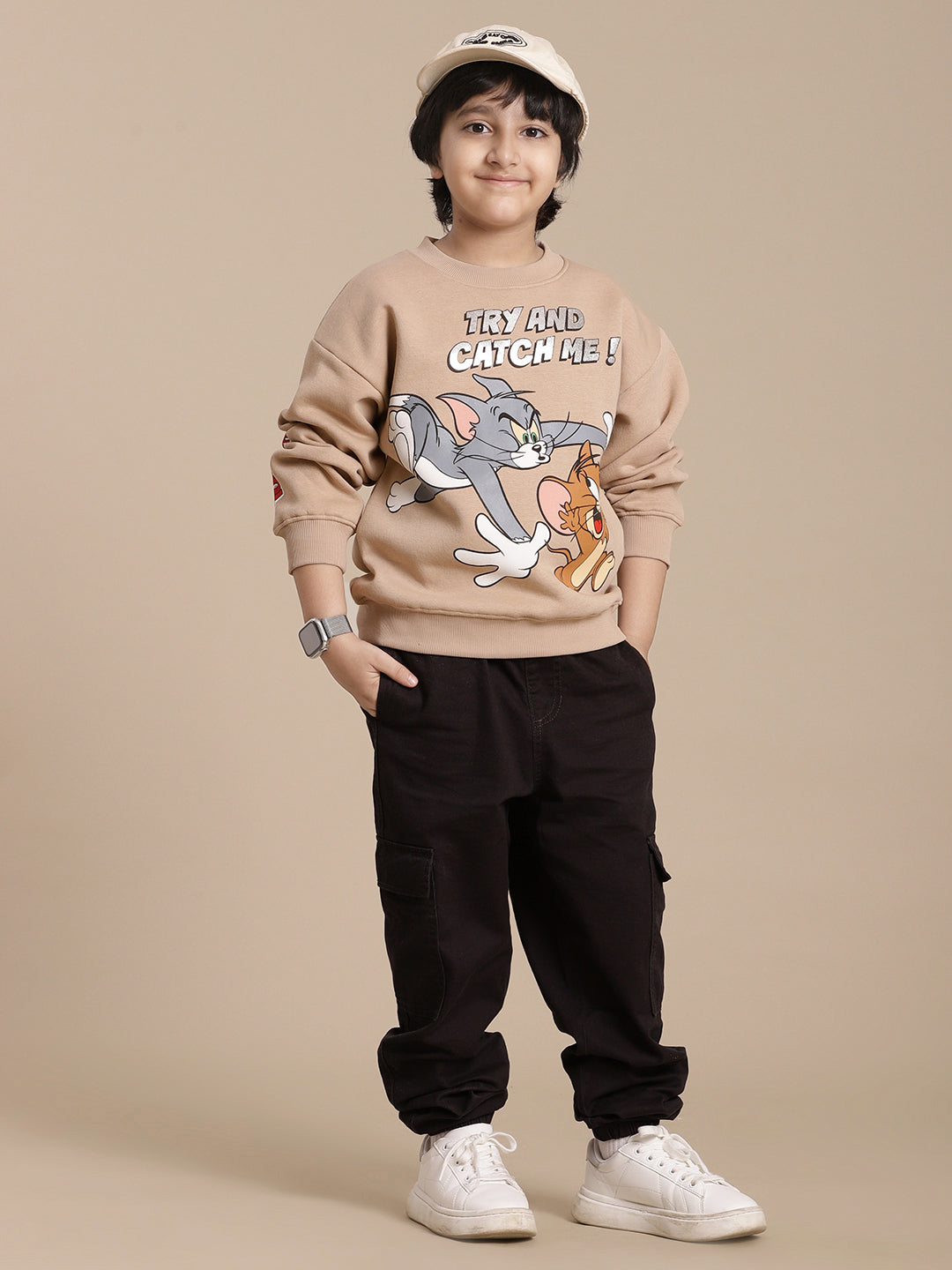 Tom & Jerry Printed Oversize Fit Sweatshirt For Boys