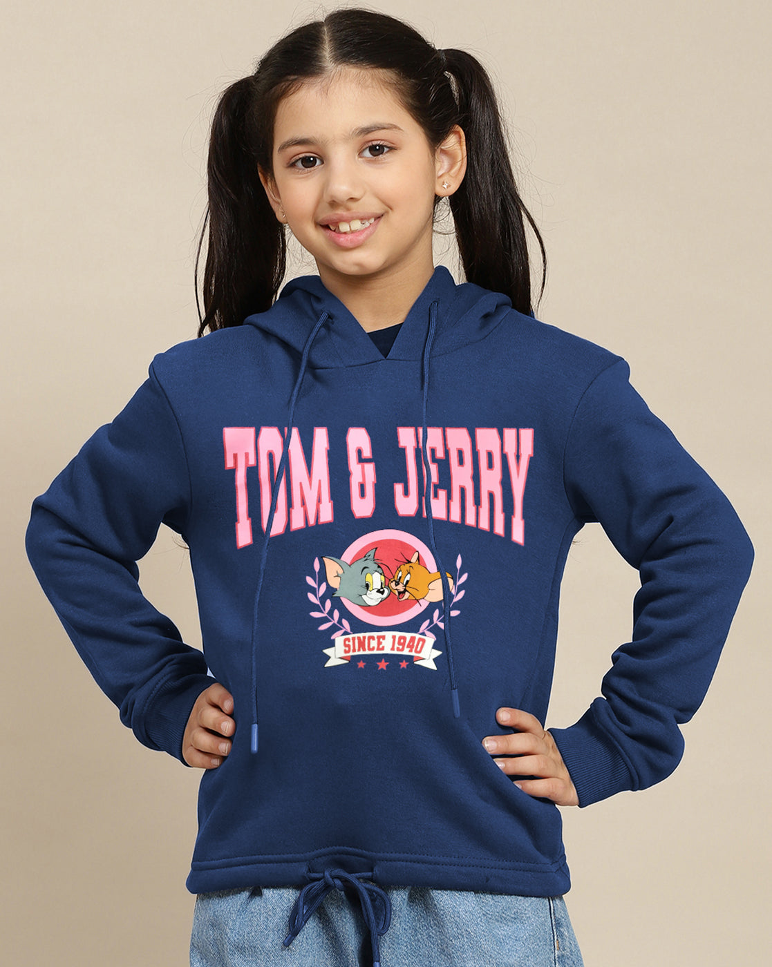 Tom & Jerry Printed Relaxed Fit Hoodie For Girls