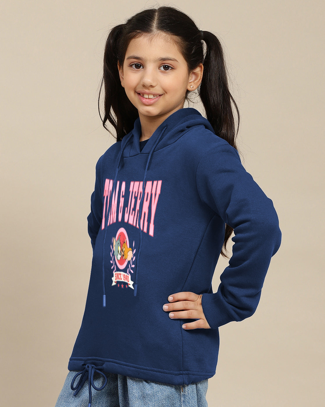 Tom & Jerry Printed Relaxed Fit Hoodie For Girls