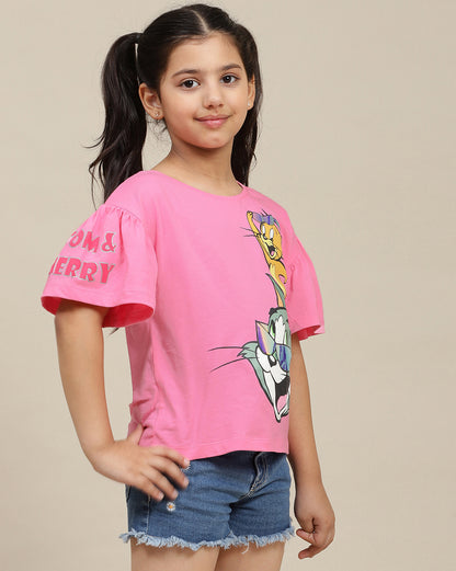 Tom & Jerry Printed Relaxed Fit Tshirt For Girls