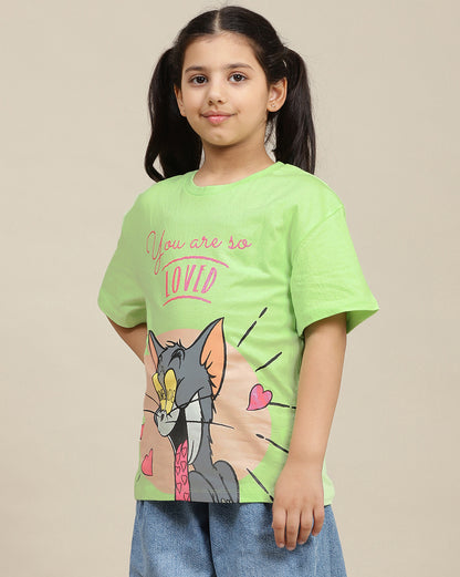 Tom & Jerry Printed Relaxed Fit Tshirt For Girls