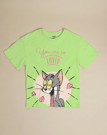 Tom & Jerry Printed Relaxed Fit Tshirt For Girls