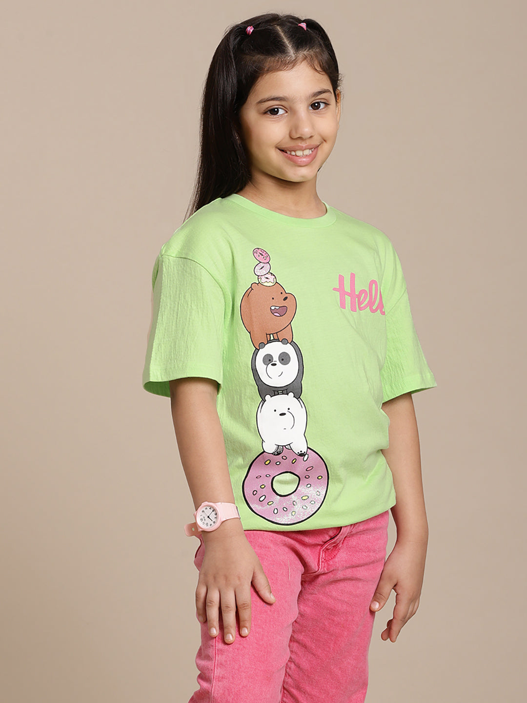 We Bare Bears Printed Relaxed Fit Tshirt For Girls